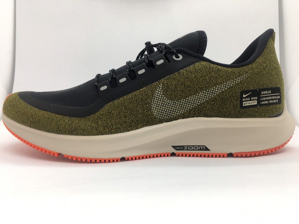 Nike Air Zoom Pegasus 35 Shield- Olive Flak/ Metallic Silver/ Black String AA1643-300