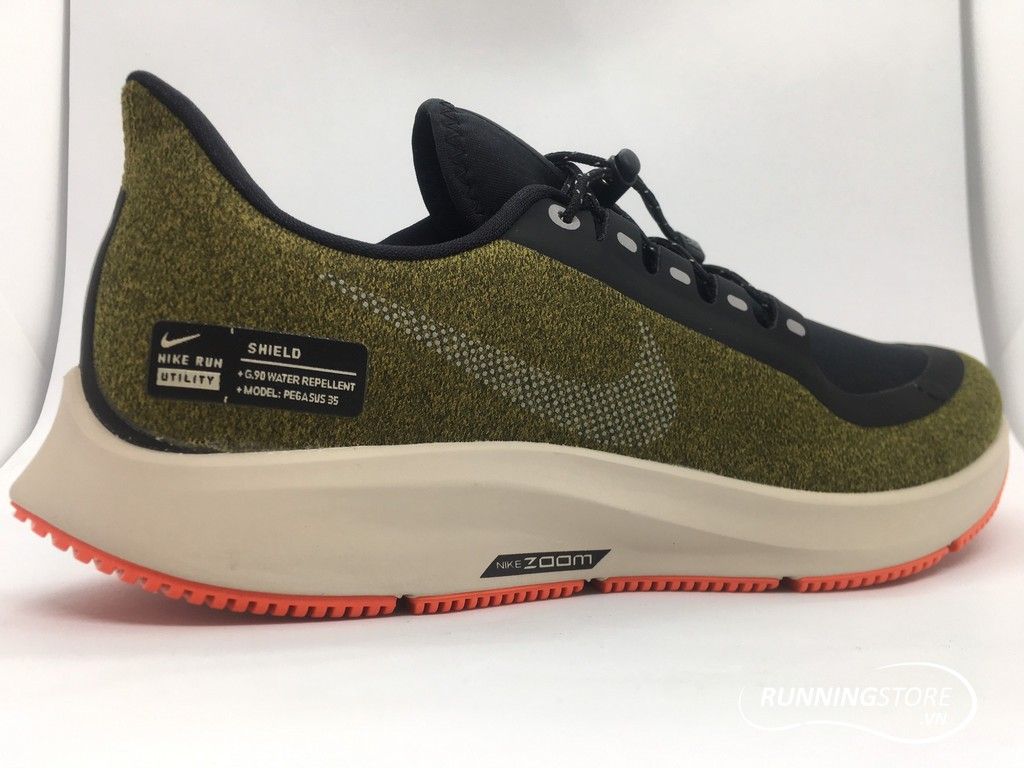Nike Air Zoom Pegasus 35 Shield- Olive Flak/ Metallic Silver/ Black String AA1643-300