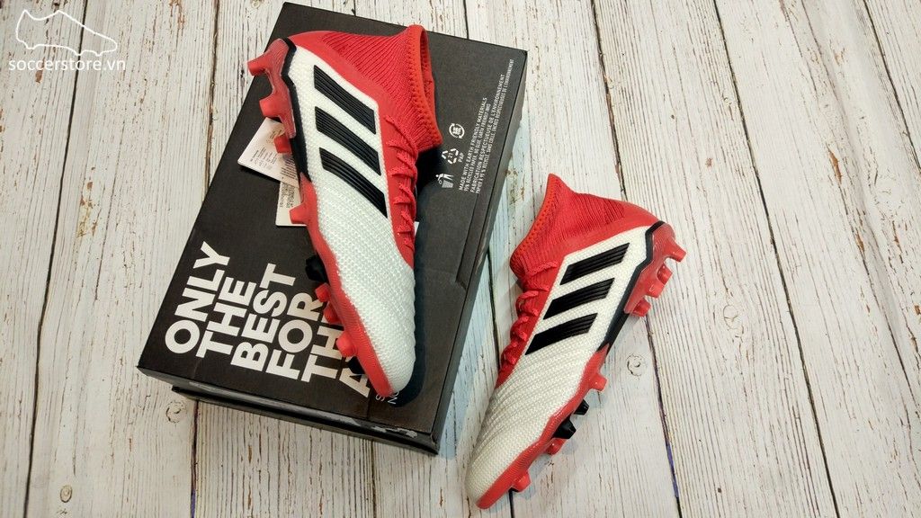 Adidas Predator 18.1 Kids FG- White/ Core Black/ Real Coral CP8873