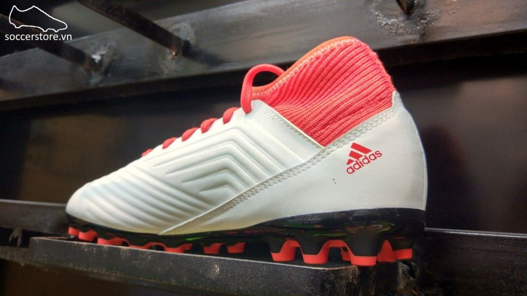 Adidas Predator 18.3 Kids AG- White/ Core Black/ Real Coral CP9020
