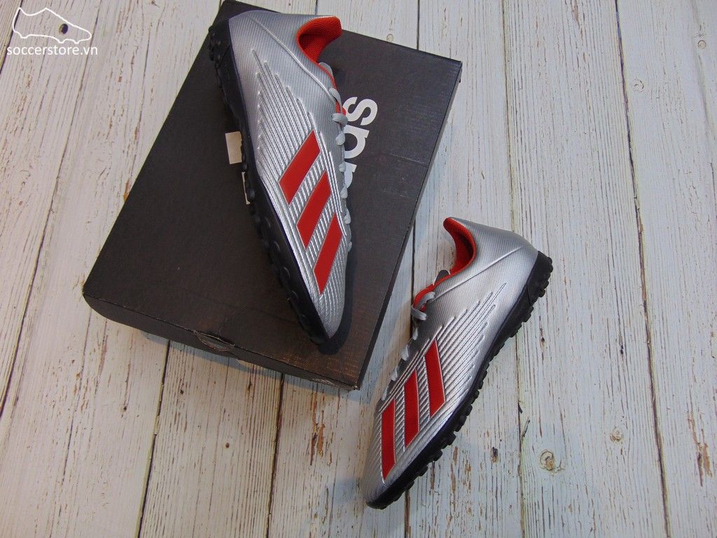 Adidas X 19.4 TF- Silver Metallic/ Hi-Res Red/ White F35344