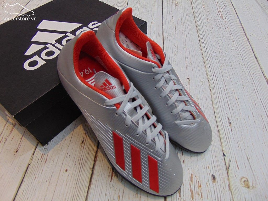 Adidas X 19.4 TF- Silver Metallic/ Hi-Res Red/ White F35344