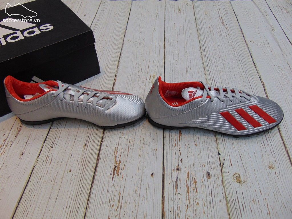 Adidas X 19.4 TF- Silver Metallic/ Hi-Res Red/ White F35344