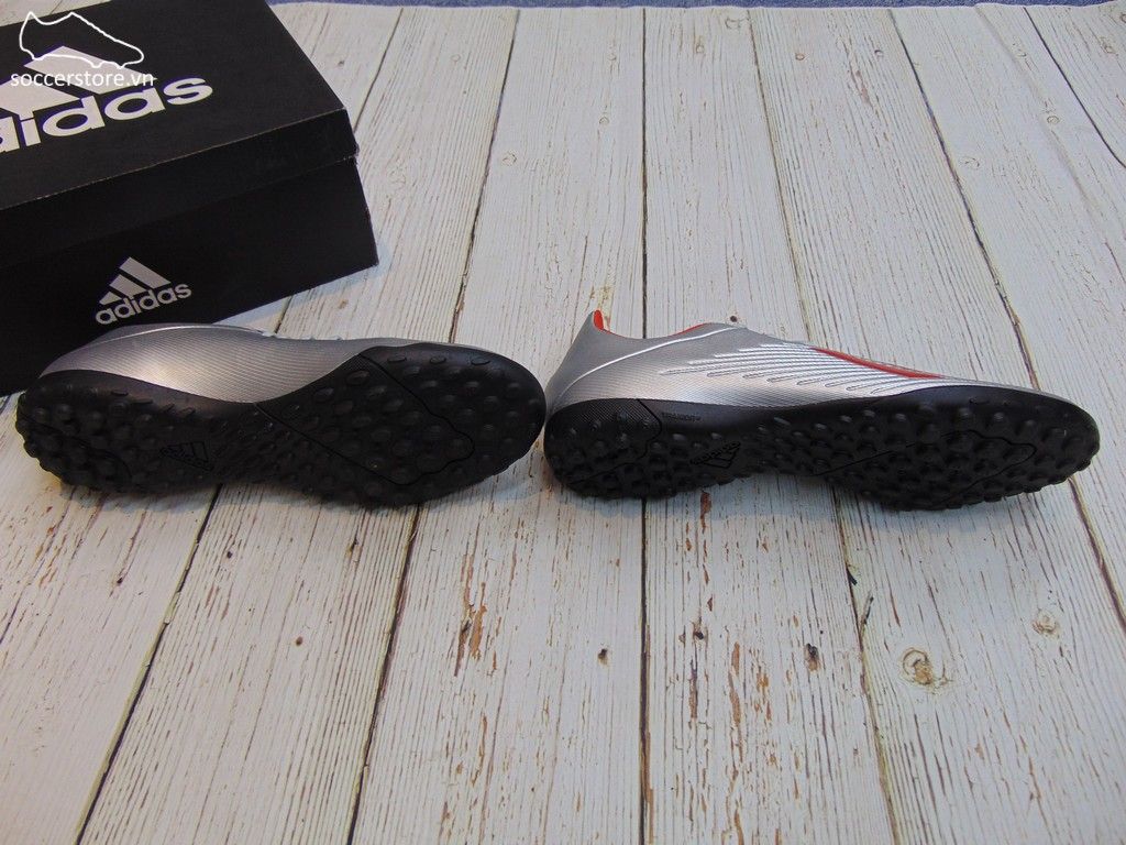 Adidas X 19.4 TF- Silver Metallic/ Hi-Res Red/ White F35344