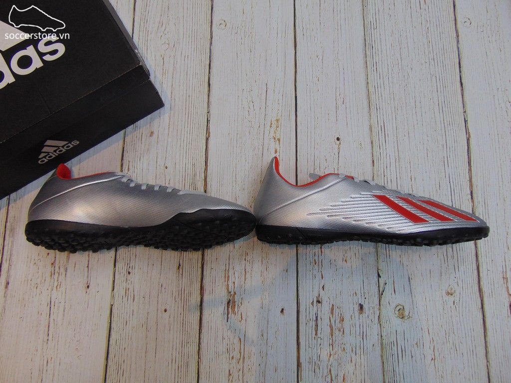 Adidas X 19.4 TF- Silver Metallic/ Hi-Res Red/ White F35344