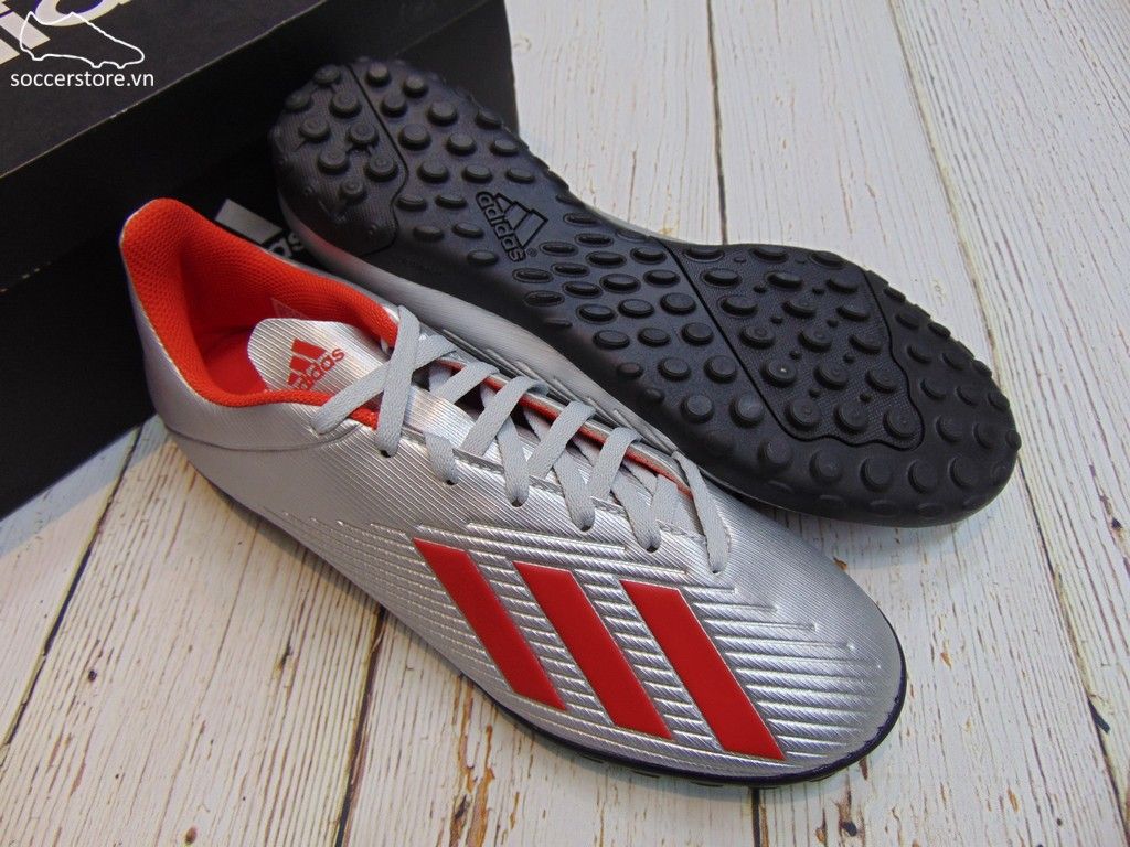 Adidas X 19.4 TF- Silver Metallic/ Hi-Res Red/ White F35344