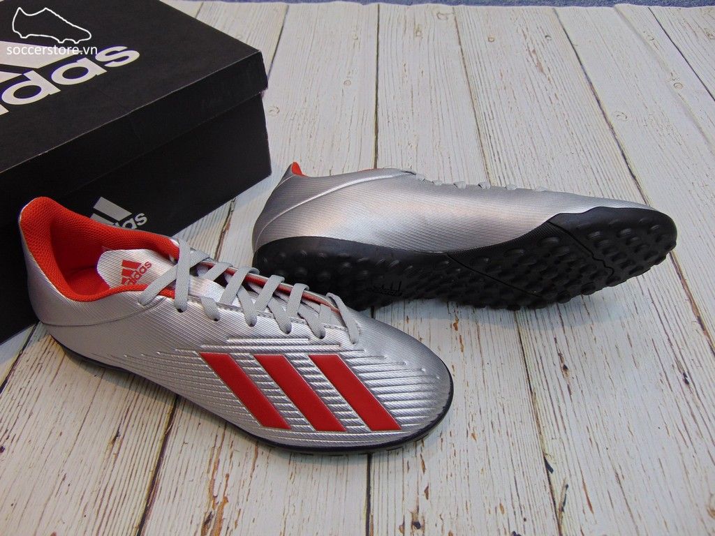 Adidas X 19.4 TF- Silver Metallic/ Hi-Res Red/ White F35344