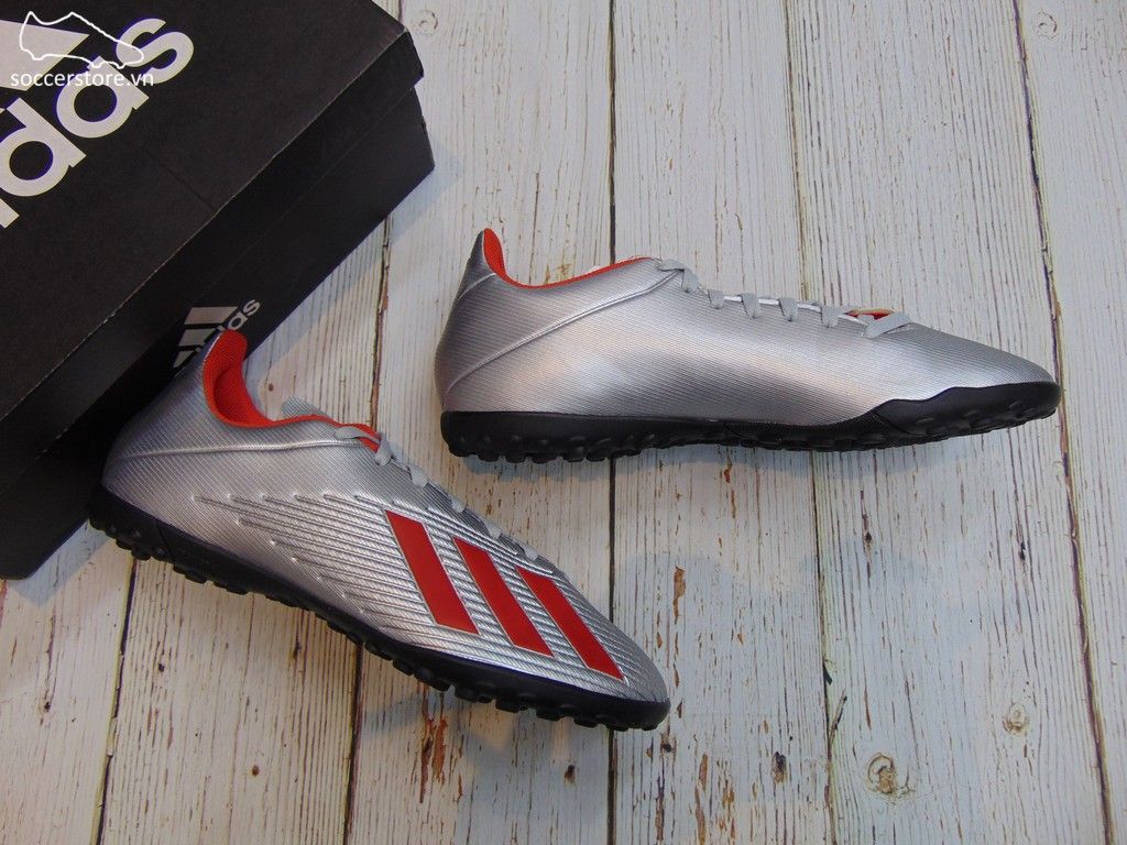 Adidas X 19.4 TF- Silver Metallic/ Hi-Res Red/ White F35344