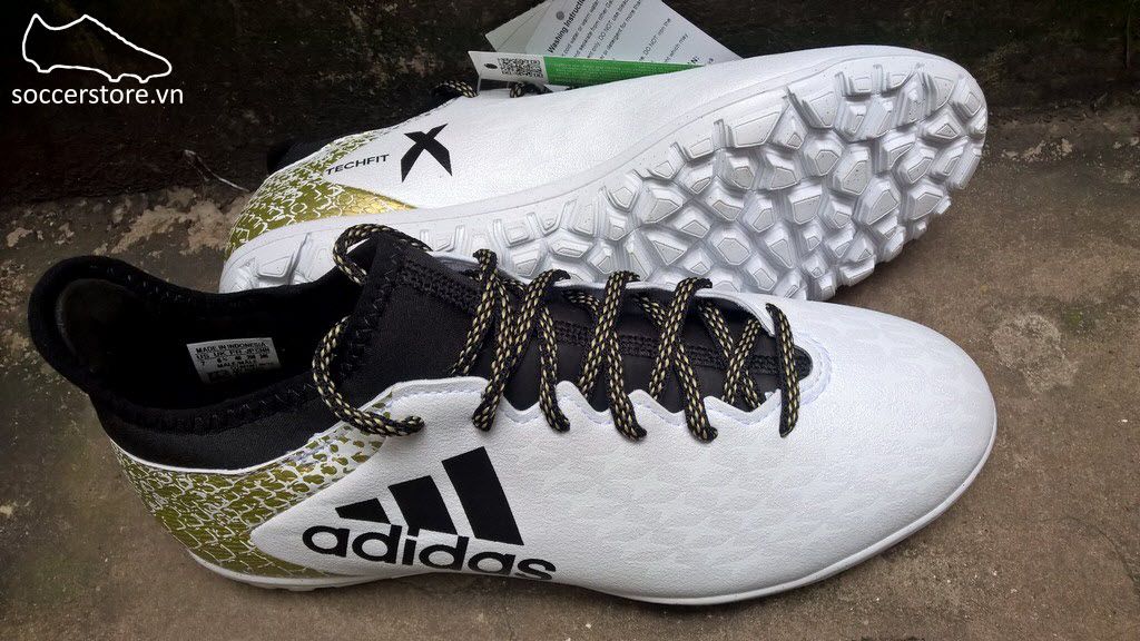 Adidas X 16.3 TF- White/ Core Black/ Gold Metallic AQ4352