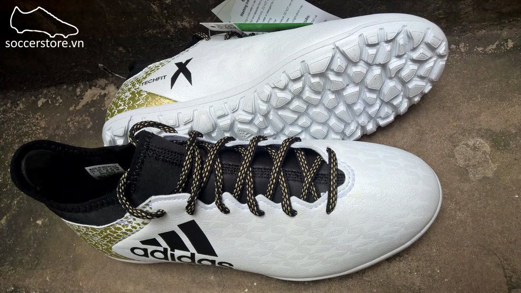 Adidas X 16.3 TF- White/ Core Black/ Gold Metallic AQ4352